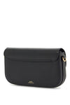 A.P.C. elegant black leather clutch with shoulder strap and gold chain