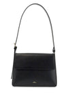 A.P.C. minimalist black leather women's bag with shoulder strap and flap closure