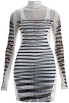 JEAN PAUL GAULTIER double layer mini dress with marinière print