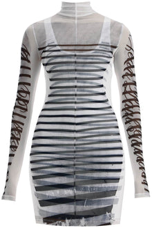  JEAN PAUL GAULTIER double layer mini dress with marinière print