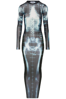  JEAN PAUL GAULTIER long dress with x-ray print in black*** blue*** and light blue squeletor