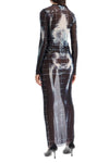 JEAN PAUL GAULTIER long dress with x-ray print in black*** blue*** and light blue squeletor