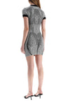 JEAN PAUL GAULTIER short dress in black and white striped jacquard viscose