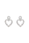 Self-Portrait Self Portrait heart-shaped earrings with floral rhinestones and central oval silver