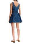 Self-Portrait Self Portrait flared denim mini dress with a