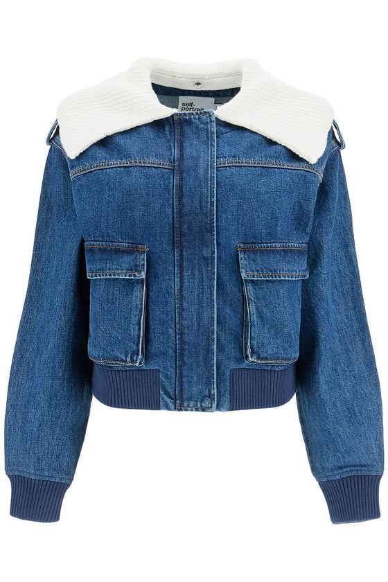 Self Portrait denim bomber jacket for