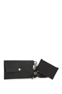  Guidi black kangaroo leather card and phone holder with shoulder strap