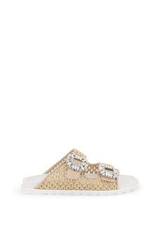  Roger Vivier "rafia slidy viv' slides with str