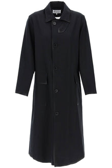  Maison Margiela cotton coat with laminated trim details