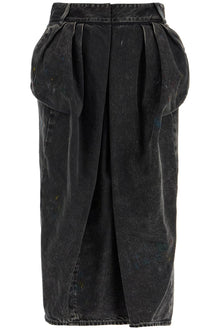  Maison Margiela black cotton vintage effect high-waisted skirt