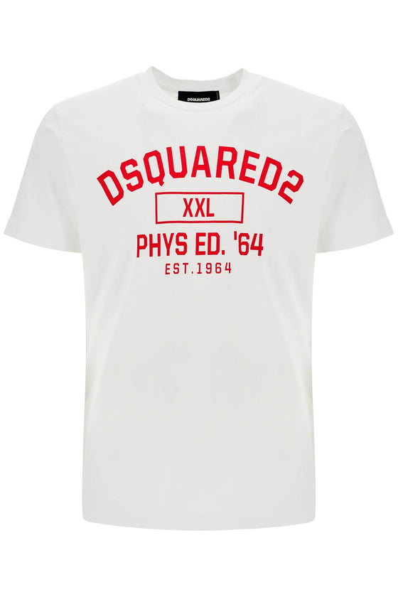 Dsquared2 white cotton t-shirt with phys ed. '64 logo