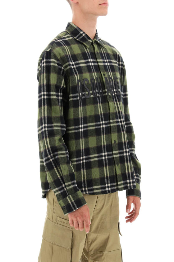 Dsquared2 check flannel shirt with rubberized logo