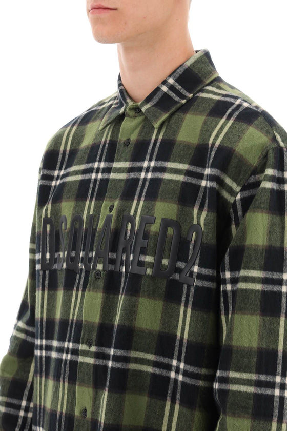 Dsquared2 check flannel shirt with rubberized logo