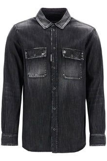  Dsquared2 black cotton shirt with contrast stitching