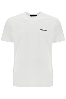  Dsquared2 men's white cotton t-shirt with embroidered logo