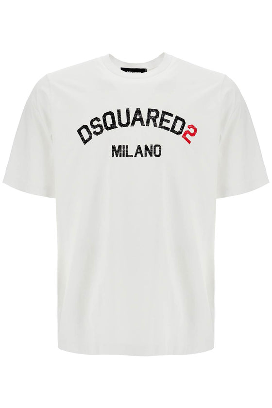 Dsquared2 men's white cotton t-shirt with logo