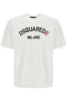  Dsquared2 men's white cotton t-shirt with logo