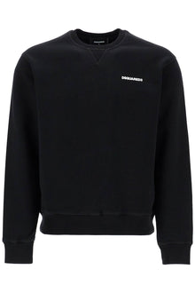  Dsquared2 black cotton crewneck sweatshirt with embroidered logo