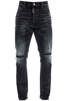  Dsquared2 jeans in cotone nero con effetto vintage