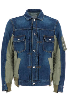  Sacai denim and nylon jacket for men