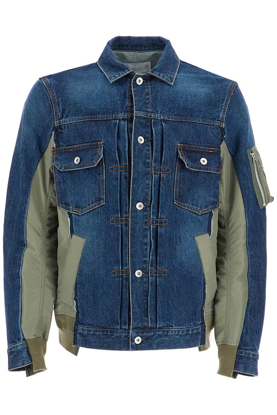 Sacai denim and nylon jacket for men