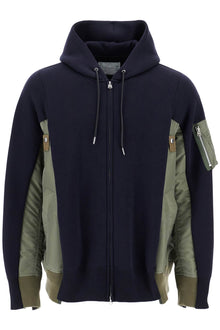  Sacai layered effect sweatshirt style bomber