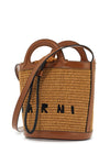 Marni light brown woven fabric and leather bag with circular handles