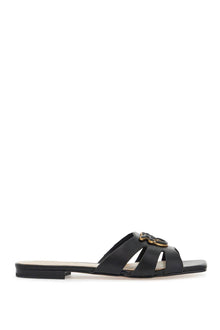  Pinko black nappa slippers with perforated details