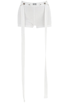  JEAN PAUL GAULTIER white cotton shorts with logo patch*** ribbed fabric*** above the knee