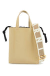 Marni beige leather shopping bag with short handles and shoulder strap