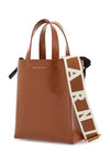 Marni brown calf leather shopping bag with minimalist design and shoulder strap