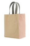 Marni pink and beige calfskin shopping bag with gray handles