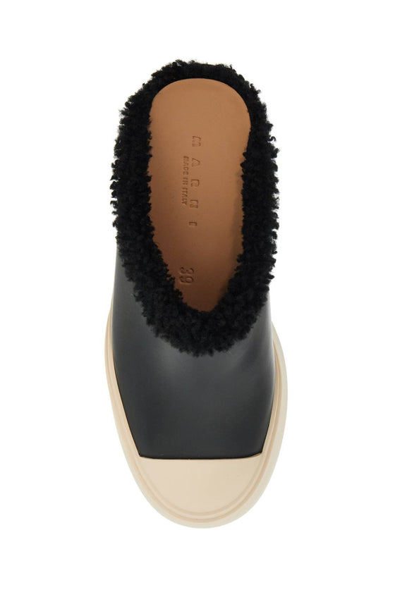 Marni pablo leather and shearling clog