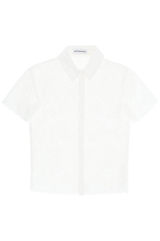 Self-Portrait Self Portrait short-sleeved sangallo lace shirt