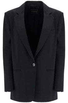  THE ANDAMANE blazer in poliestere e lana nero oversize monopetto con scollo a v