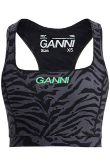  Ganni sporty animal print top