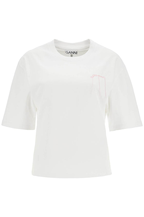 Ganni t-shirt with frayed embroidery