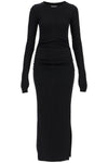 Ganni long ribbed jersey dress with nine words