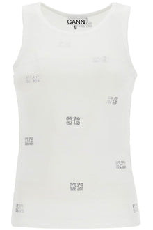  Ganni tank top with micro rhinest