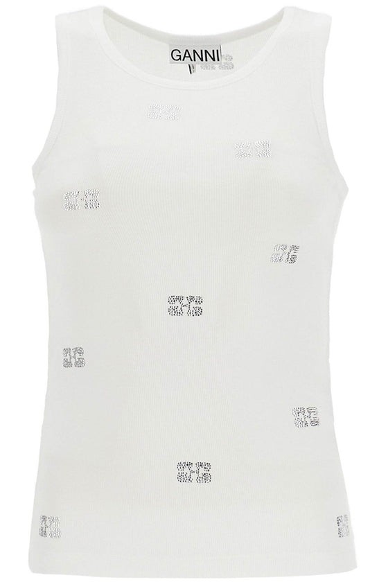 Ganni tank top with micro rhinest