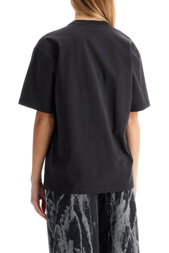 Ganni loose t-shirt with lurex logo