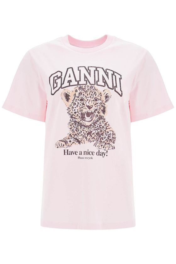 Ganni leopard print t-shirt with