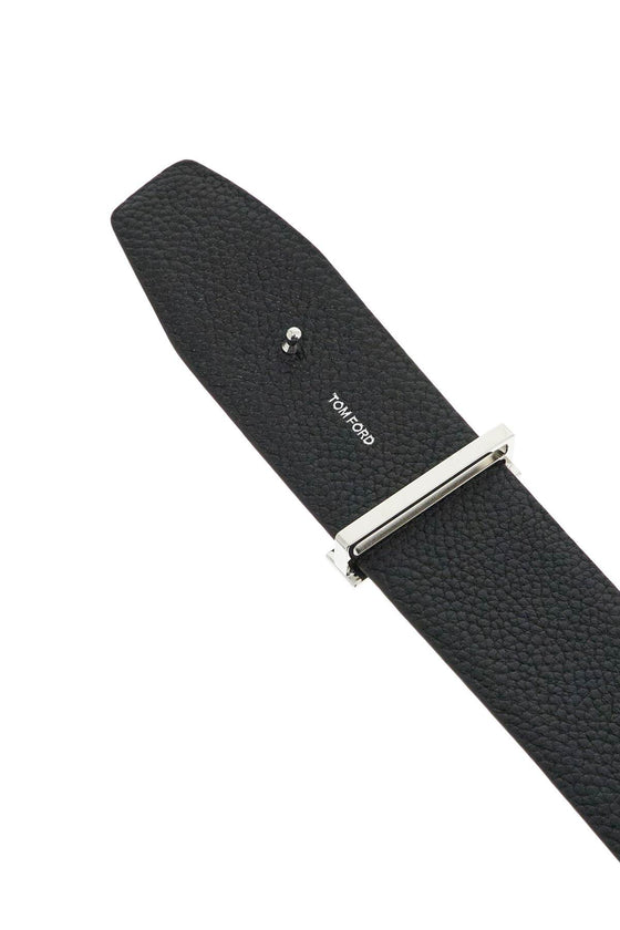 Tom Ford men's black calfskin belt with metal buckle