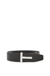 Tom Ford men's black calfskin belt with metal buckle