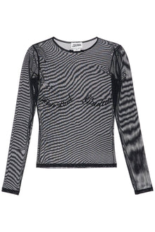  JEAN PAUL GAULTIER top in mesh velluto nero logato