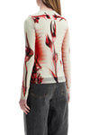 JEAN PAUL GAULTIER mint jersey top with floral pattern and double layer