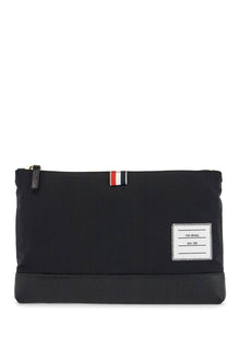  Thom Browne large pouch with gold zip and black tricolor stripe