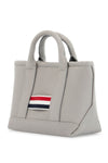 Thom Browne light gray leather micro tool tote bag with tricolor stripes