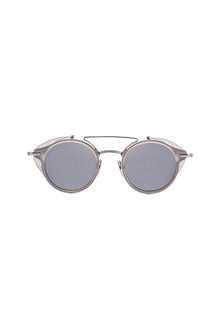  Thom Browne round sunglasses in light grey titanium and acetate with side protection