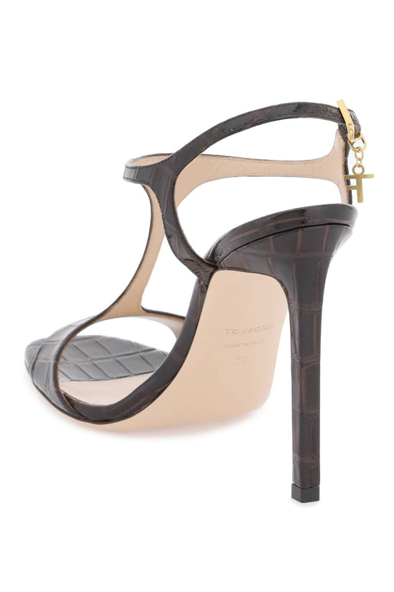 Tom Ford angelina sandals in croco-embossed glossy leather